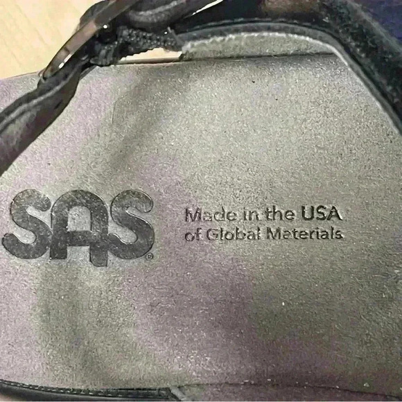 SAS Nudu Women’s size 9WW Black/Gray Leather Cushioned Adjustable Sandals EUC - Picture 6 of 10